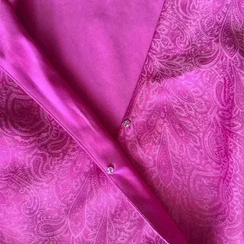 GUESS Medium Women's Hanna Collection PINK FUCHSIA PAISLEY WRAP DRESS NWT - Picture 4 of 9